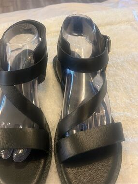 Anthropologie Black Strappy Leather Sandals